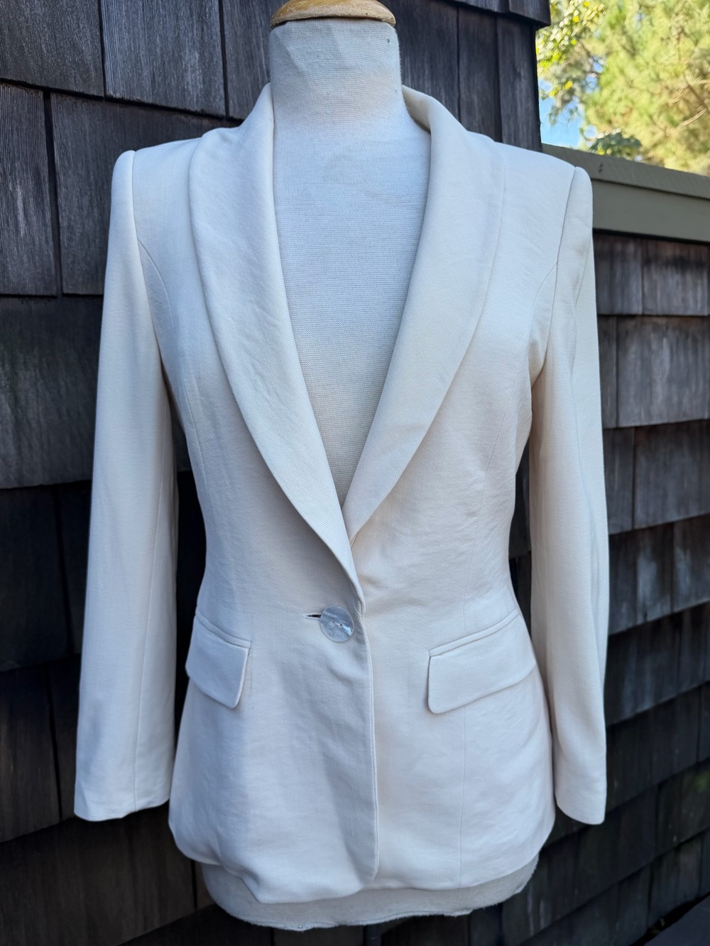 Vintage Escada cream blazer jacket lined pockets Sz 36 small.